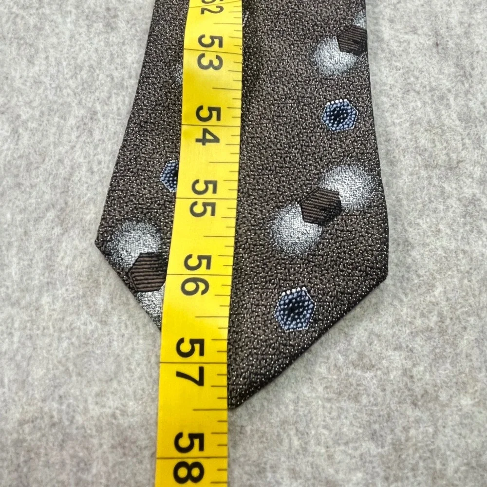 Carlo Palazzi 100% Italian Silk Tie Brown Geometric 3.5